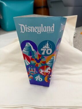 DISNEYLAND 70th POPCORN HOLDER- CARDBOARD- COMMEMORATIVE